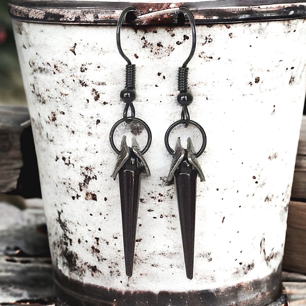 5 For $25black Punk Spike Cone Dangles Earrings